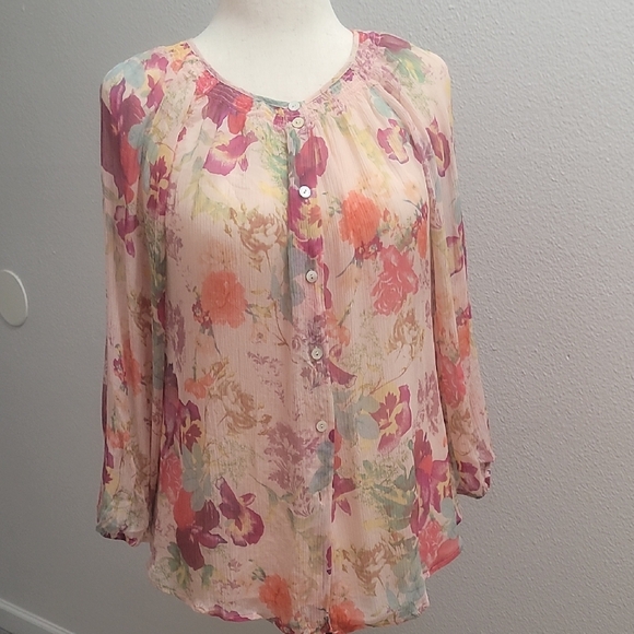 Sundance Floral Blouse - Pink and Cream - Picture 1 of 7